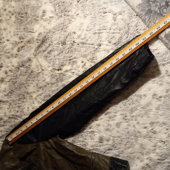 Paparazzi Leather Biker Jacket, Forest Green and Black - Picture 5 of 10